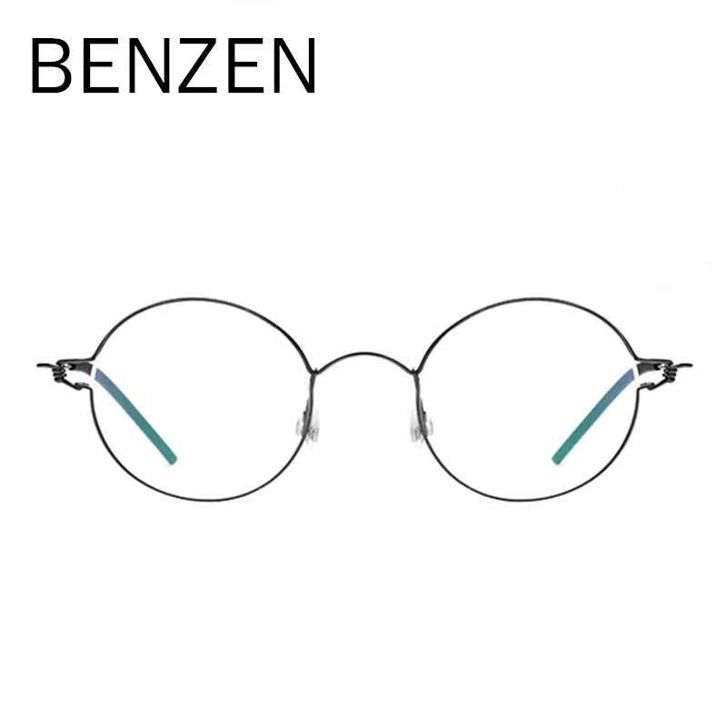 BENZEN титановая оправа для очков без винтов, мужские очки по рецепту, женские ультралегкие круглые оптические корейские очки, оправа 5098