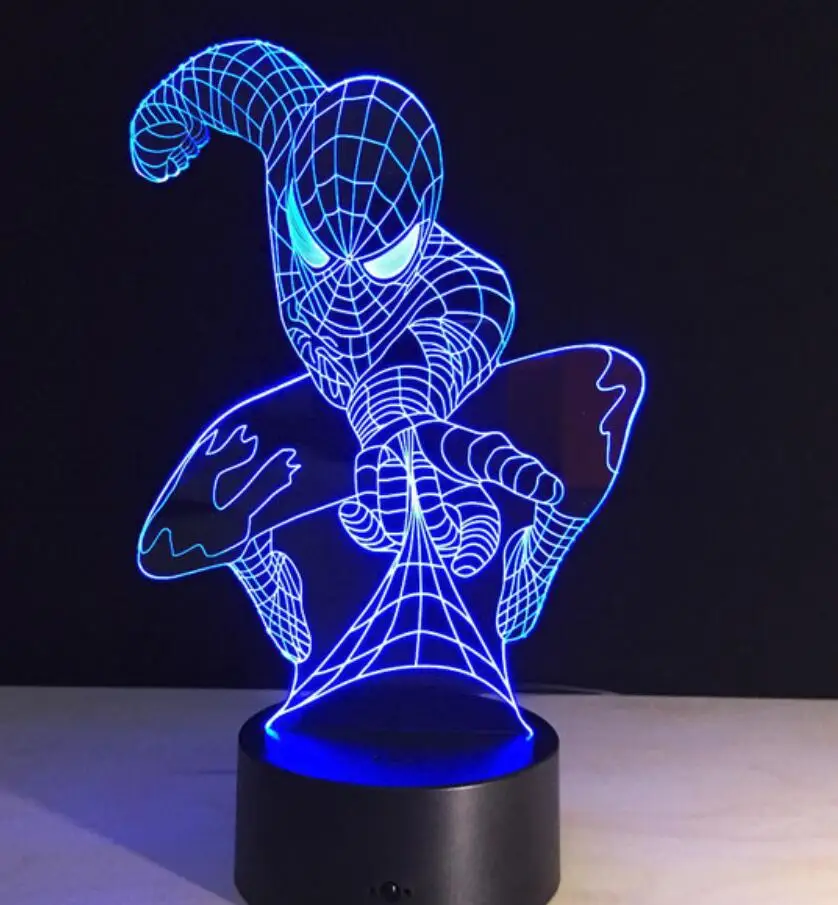 Spiderman 2 Best детский подарок 3D Luminaria Человек-паук ночник Marvel любителей кино супергероя лампы USB Цвет изменение стол Декор Прямая - Испускаемый цвет: Spiderman 2