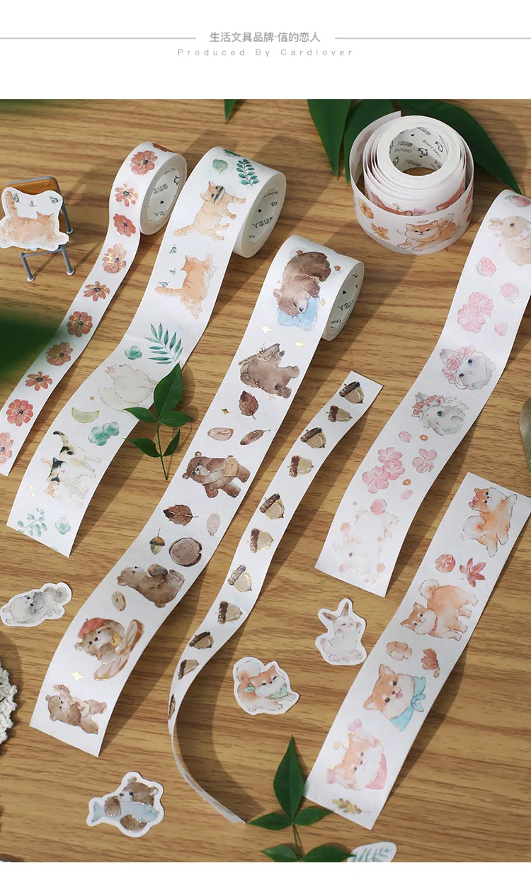 1 pcs/lot DIY Japanese Paper Decorative Adhesive Tape Plush forest series Washi Tape/Masking Tape Stickers