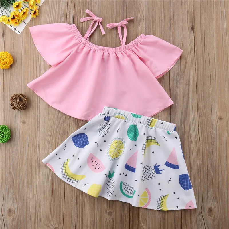 Детская летняя одежда для девочек 2 шт./компл. розовый топ на бретельках с