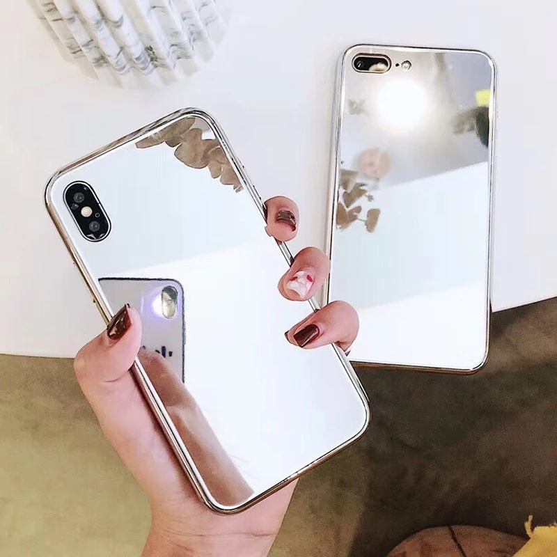 Зеркальный квадратный чехол для телефона с девушкой макияжа iPhone 12 Mini 11 Pro Max XR XS 7 8