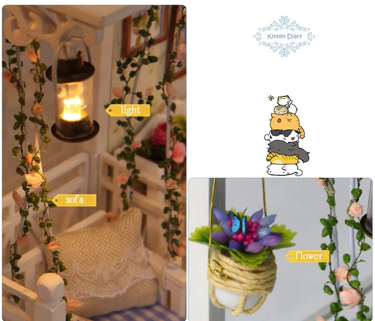 CUTEBEE кукольный домик ручной работы миниатюрный кукольный домик Модель деревянные игрушки мебели Casa De куклы Boneca игрушечные дома подарок на день рождения H012