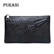 MenPURNAI Black Hand Wallets Alligator Leather Wallet Men Purse Long Wallet Male Clutch Bag Crocodile Pattern carteira masculina
