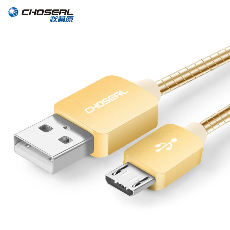 CHOSEAL Кабель зарядного устройства микро-usb металлическая оплетка быстрой синхронизации и зарядки шнур для samsung Android htc, LG Motorola sony Kinle - Цвет: Золотой