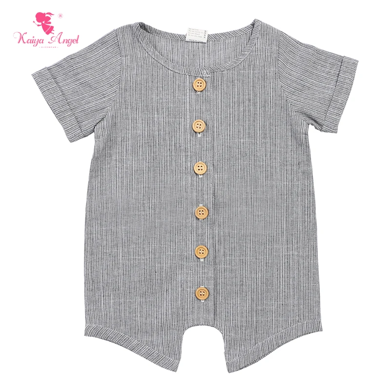 

Kaiya Angel 2019 New Summer Baby Girl Boy Rompers Shout Sleeve Single Breasted Gray Simple Style Kids 5pcs/lot Factory Wholesale