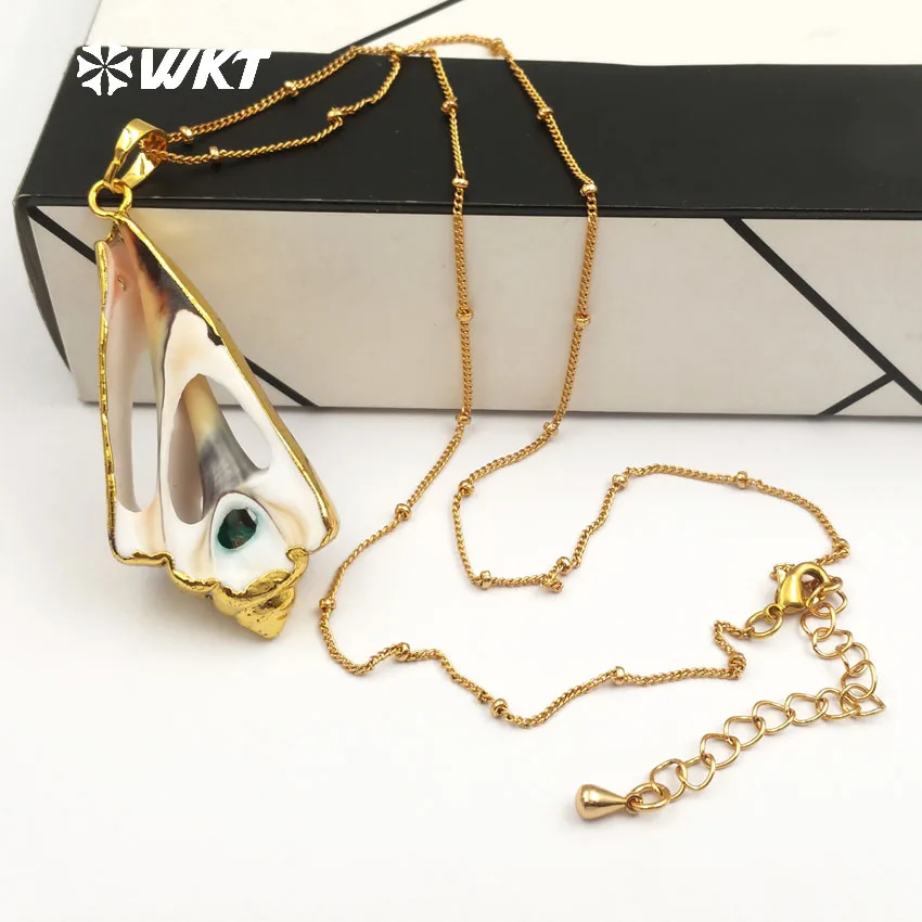 Hotl! Богемное ожерелье из морской раковины с золотой отделкой, ювелирное изделие с кулоном в виде раковины, ювелирное изделие с отделкой из золота