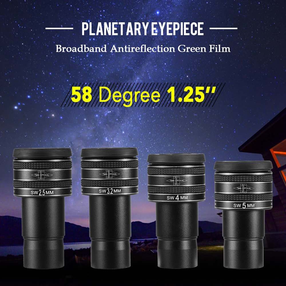

1.25INCH 58 Degree Planetary Eye Lens Astronomical Telescope Eyepiece HD Wide Angle Astronomy Telescope 2.5MM/3.2MM/4MM /5MM