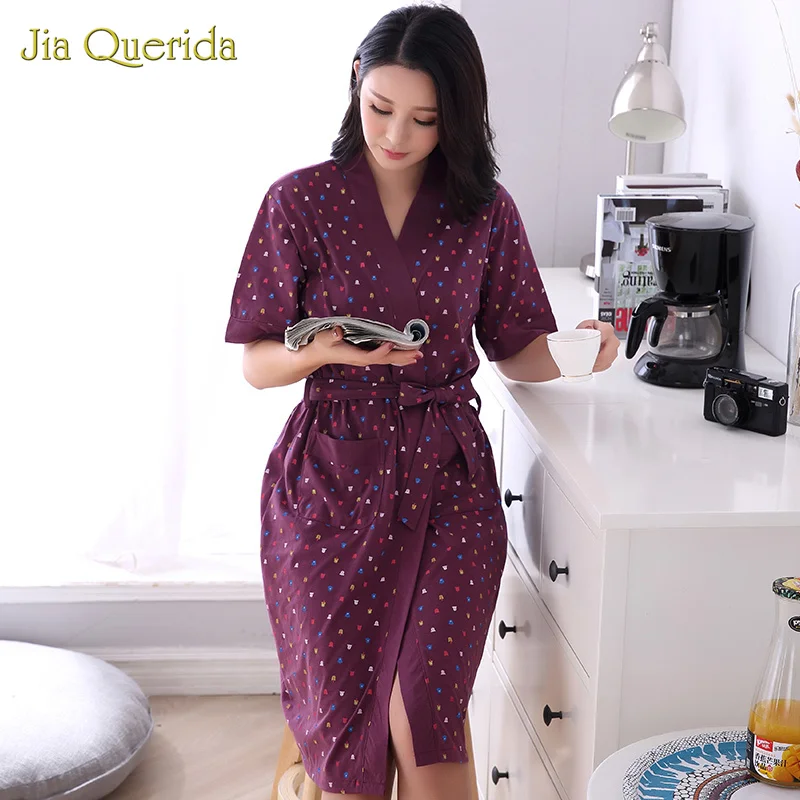Большие размеры пижамы XXXL женские летние шорты банные халаты хлопковый Халат