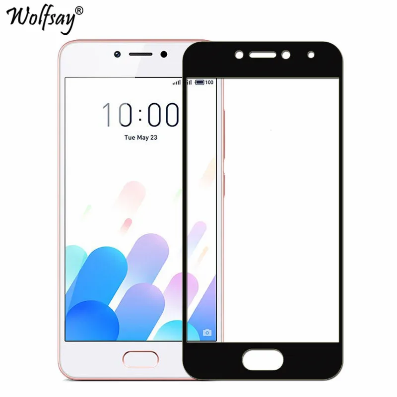 Полное покрытие экрана протектор для Meizu M5C стекло цвет Анти взрыв закаленное