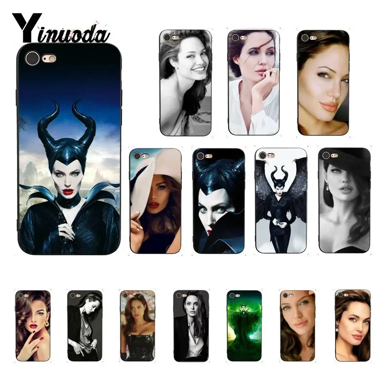 Yinuoda Angelina Jolie черный мягкий чехол для телефона из ТПУ iPhone 8 7 6 6S Plus 5 5S SE XR X XS MAX Coque Shell