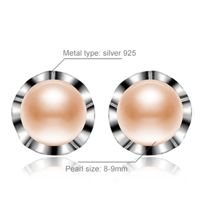 Фейге классический Стиль 8 9 мм розовый пресноводный жемчуг серьга для Для женщин