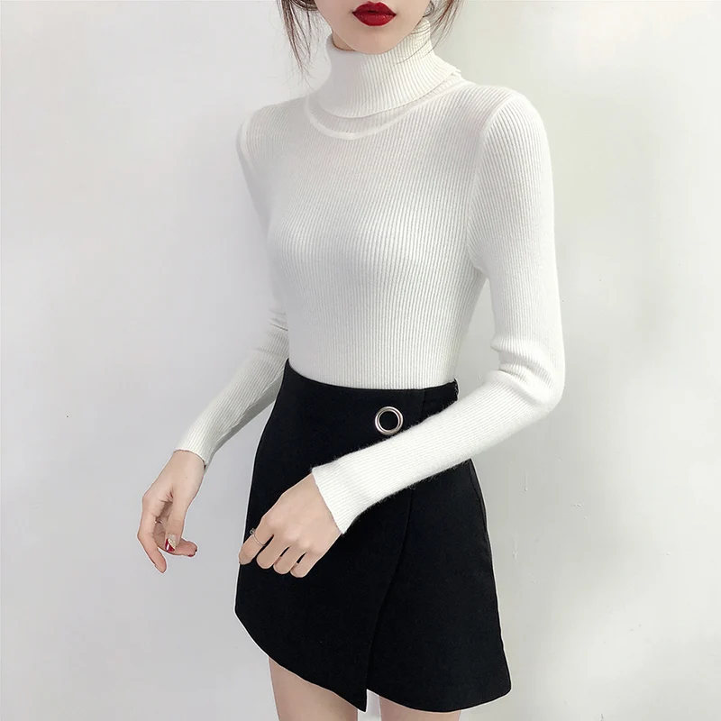 Autumn Pullover Sweater Female Pull Femme 2018 Winter Thick Warm Beautiful Turtleneck Women Long Sleeve Knit | Женская одежда