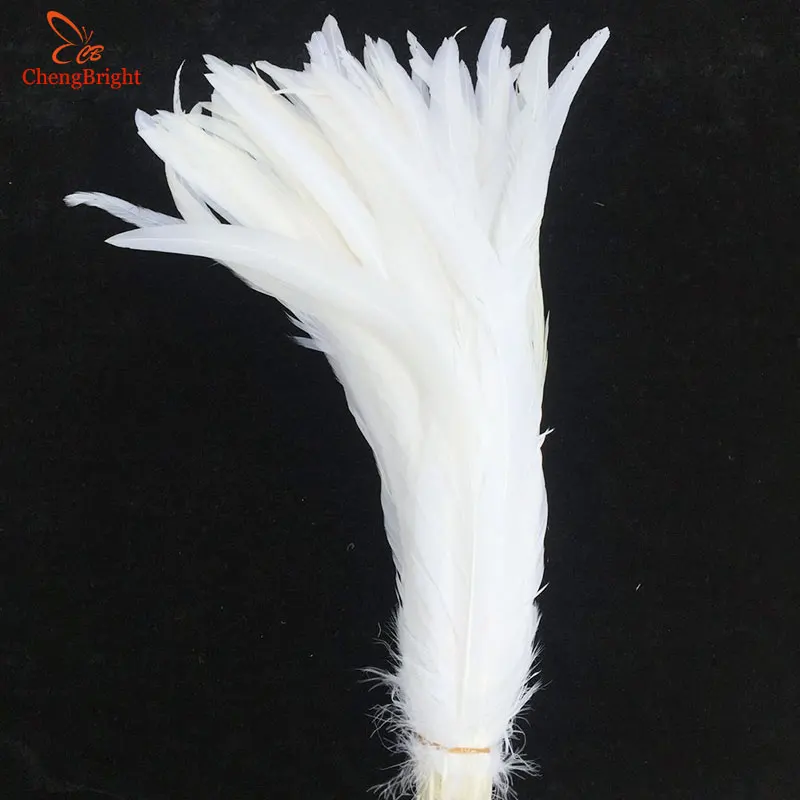 

ChengBright 50PCS Pure White Rooster Coque Tail Feathers For Crafts wedding Decoration Costume Decoration Pheasant plumes Diy