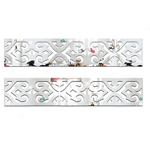 Silver Квадратная линия талии Baseboard потолочное украшение для потолка Зеркальная Наклейка зеркальное украшение для дома наклейка Новинка 4 цвета - Цвет: Silver