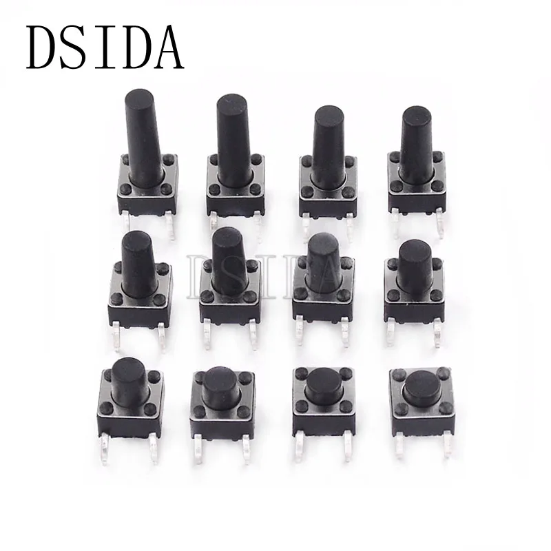 20pcs 6*6*10 mm Panel PCB Momentary Tactile Tact Push Button Micro Switch 4 Pin DIP Light Touch 6*6*10mm Keys Keyboard | Обустройство