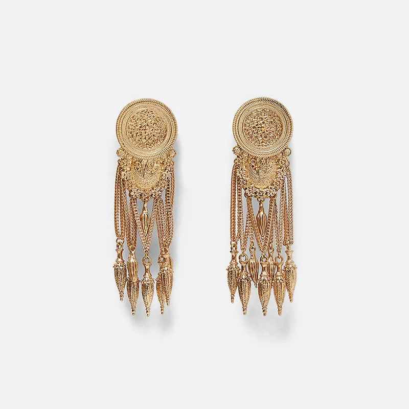 Винтажные висячие серьги FASHIONSNOOPS za для женщин богемные эффектные металлические подвески с жемчугом и камнем