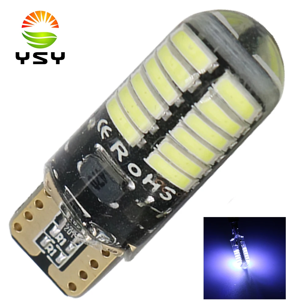 YSY 100x T10 W5W led силиконовый гелевый свет 194 168 3014 24SMD LED 12В Белый Клинообразная лампа