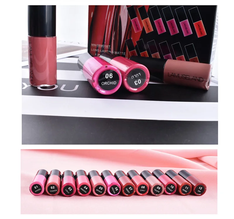 Водостойкая мини-помада стойкий пигмент винно-красная Матовая жидкая помада