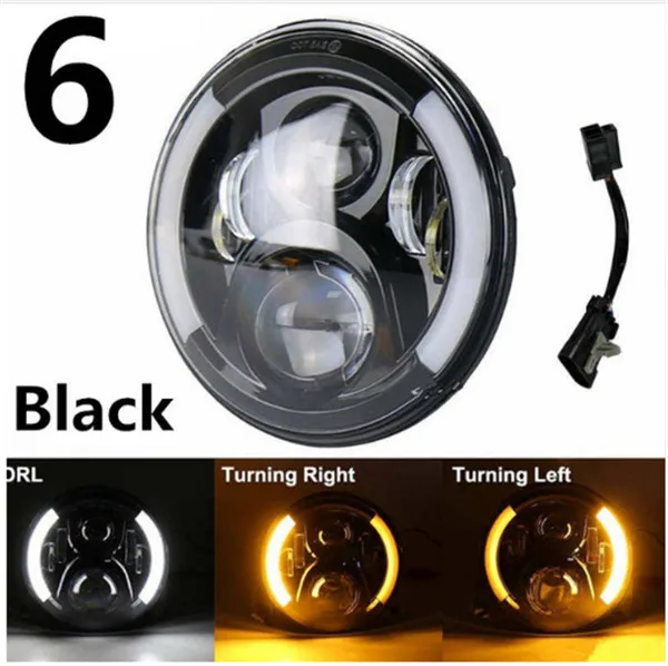 50w Halo light Black 7 дюймов мотоциклетный светодиодный налобный фонарь для мотоцикла 6500K H4 H13 45W с угловыми глазами Высокий Низкий Луч для Honda Yamaha - Цвет: 50w Halo light Black
