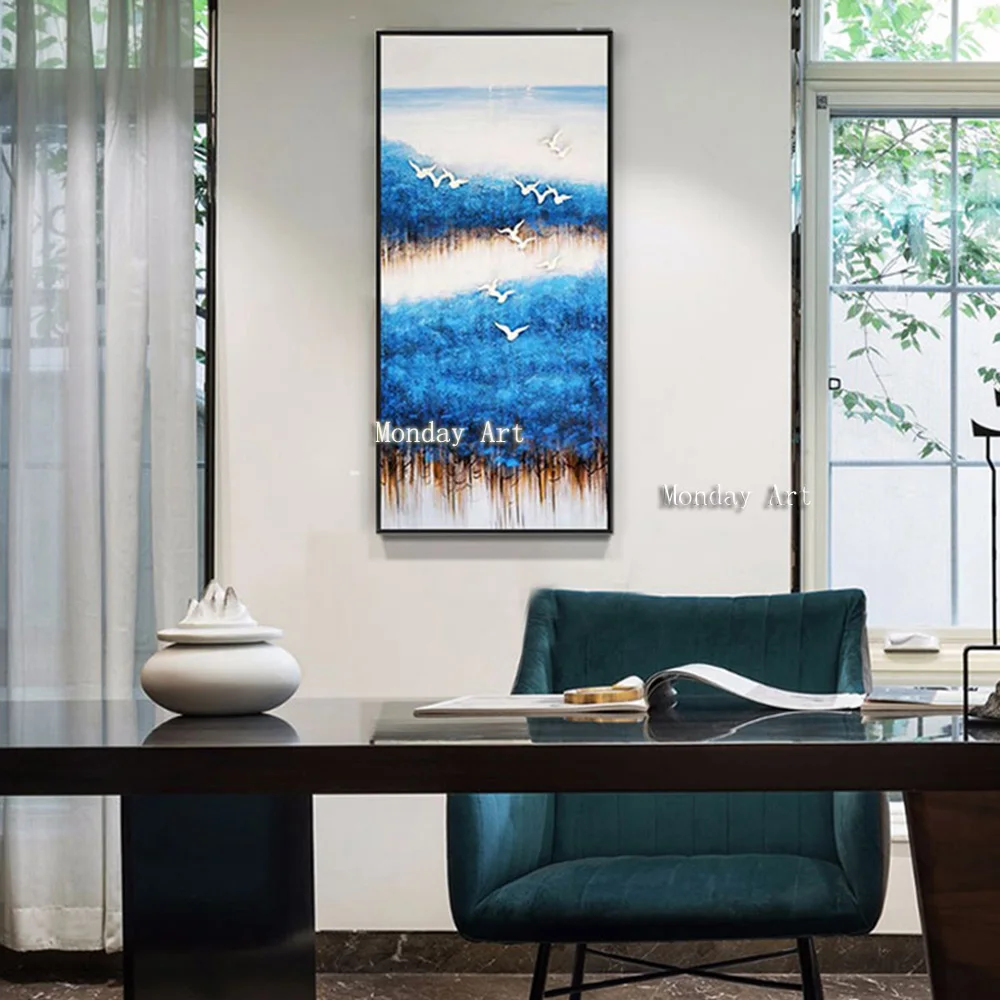 Модная абстрактная Настенная картина ручная роспись большая длинная Картина на