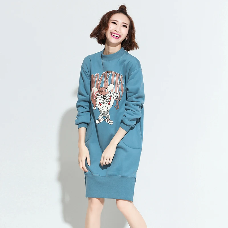 2017 осенние и зимние характер печати бархатные платья женские повседневные