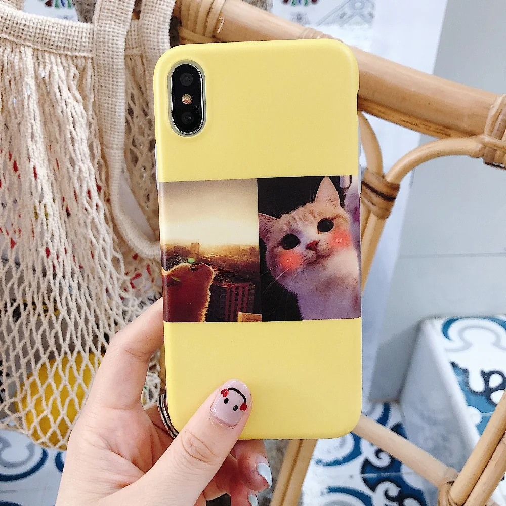 Туманно красота милый мультфильм чехол для телефона iPhone 7 8 6 S плюс Silicagel Кот