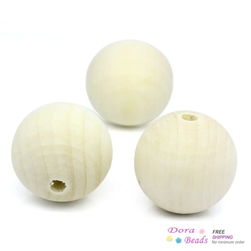 DoreenBeads Wood Spacer Beads Round Natural 3.9cm Dia Hole:Approx 6mm 5PCs (B29664) | Украшения и аксессуары