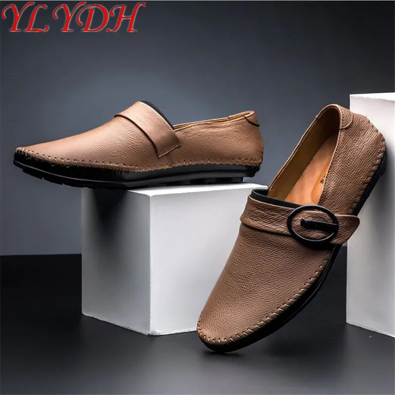 Осень 2017 г. Новый Мужские туфли из натуральной кожи мужская повседневная обувь в