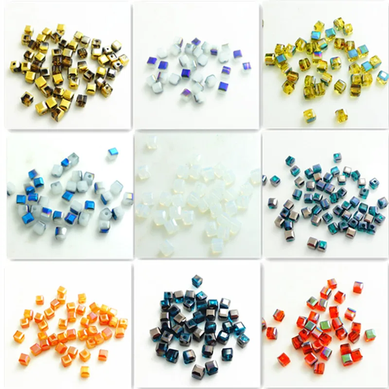 Кубические хрустальные бусины россыпью 4 мм 100 шт.|glass bead coasters|glass pendantbeaded pashmina |