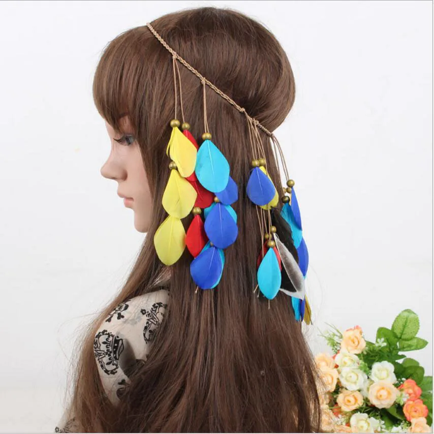 10 PCS The gypsy Indian feather hair accessories Headdress feathers Bohemia tire headdress | Дом и сад