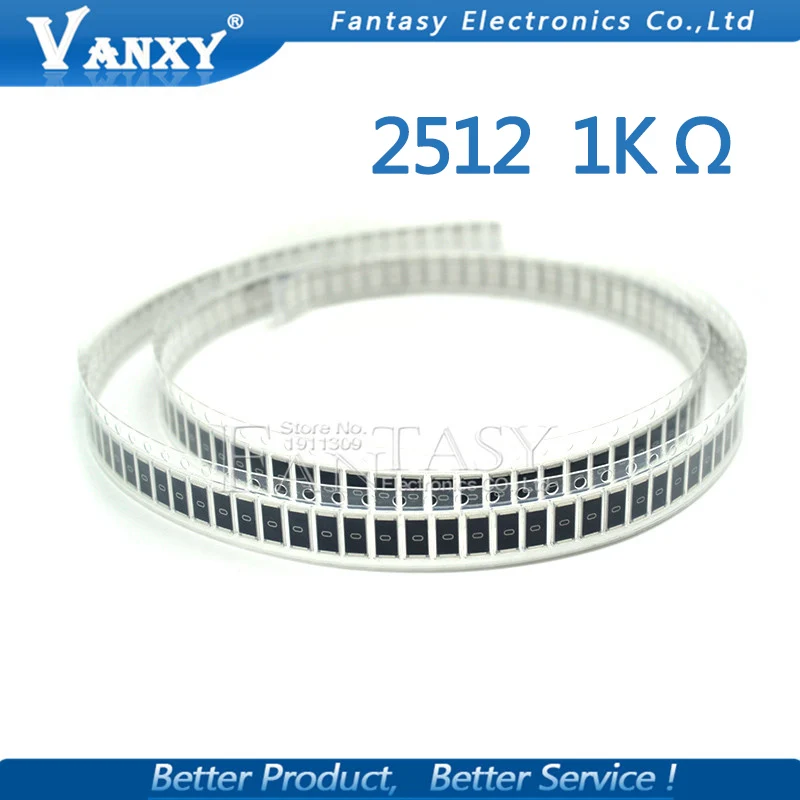 50 шт. 2512 SMD резистор 5% 1K Ом 1 Вт 102|1k ohm|smd resistor2512 smd resistor |