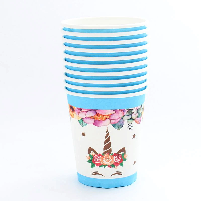 blue cup 10pcs 1 компл. 29*40 см Единорог бумажная Складная пиньята Дети Девочки Мальчики День рождения поставщик с днем рождения украшения вечерние игрушки игры подарок - Цвет: blue cup 10pcs