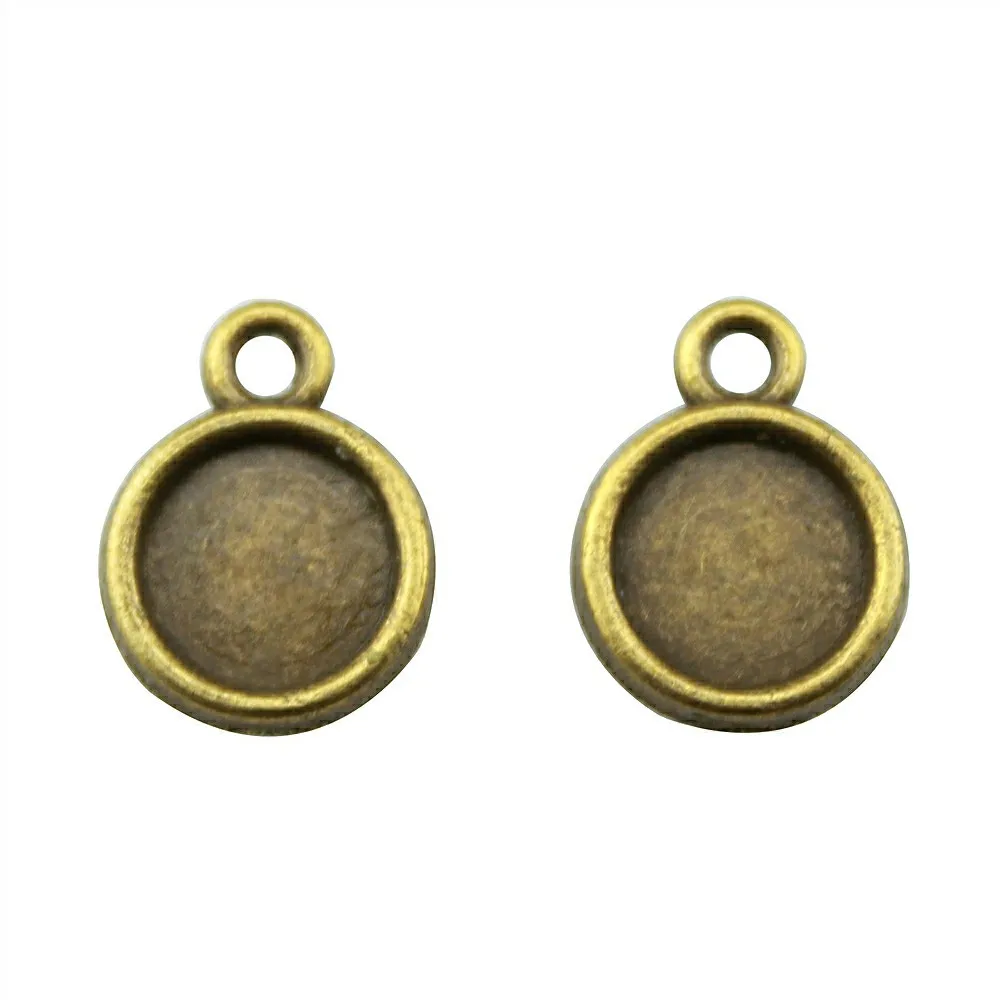 50pcs Fit 8mm Round Glass Cabochon Base Setting Pendant Tray Antique Bronze Plated Vintage Jewelry Findings For Making | Украшения и