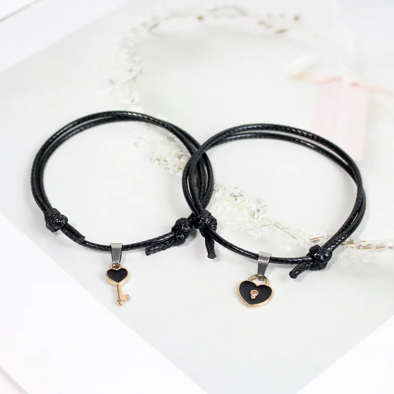 2 шт. пара браслетов для влюбленных Вощеная Веревка удача красный браслет