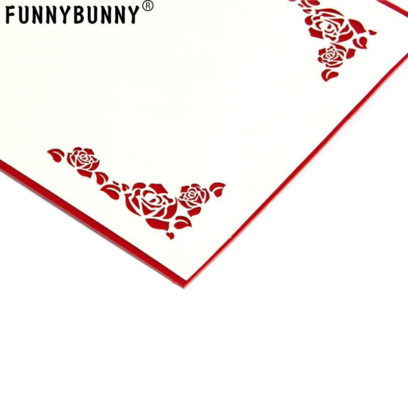 FUNNYBUNNY красная роза букет 3D всплывающие поздравительные открытки на все случаи