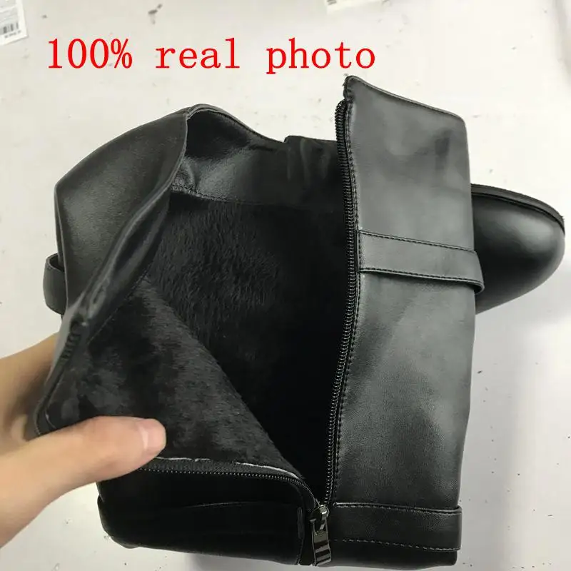 ASILETO Knee High boots women Motorcycle Boots flat Heels Buckle Shoes woman autumn Winter Riding botte booties bota D474|Сапоги до