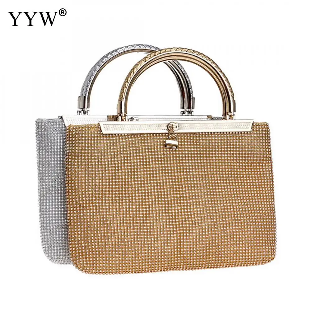 

Grey Handbag For Women Jewelry Evening Party Bags Clutches Rhinestone Tote Handle Hand Bags Zipper Ladies Wedding Party Purse