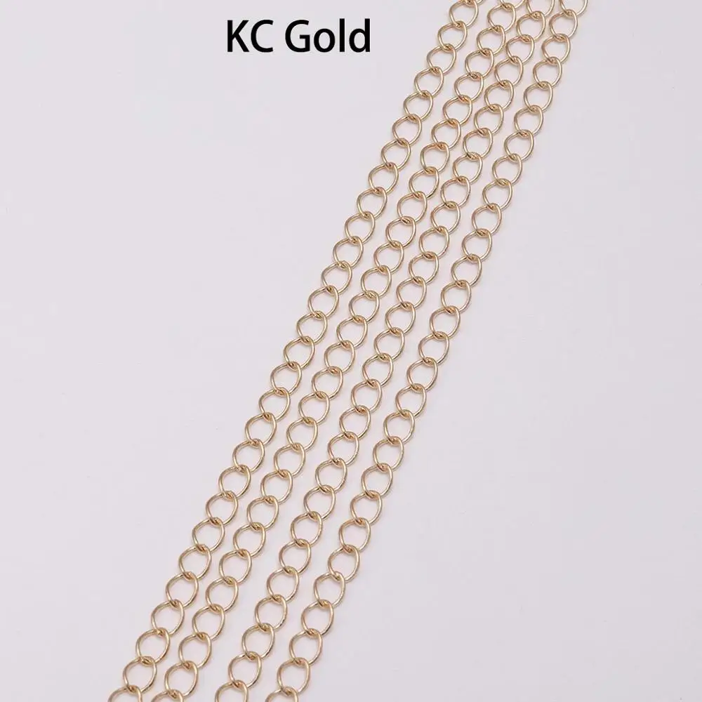 KC Gold 5 м/лот, 2,5, 2,8, 3,6, 4,8 мм, длинное кольцо с открытым звеном, удлиненное удлинение, ожерелье, цепочки, хвост, удлиняющая цепь для изготовления ювелирных изделий - Цвет: KC Gold