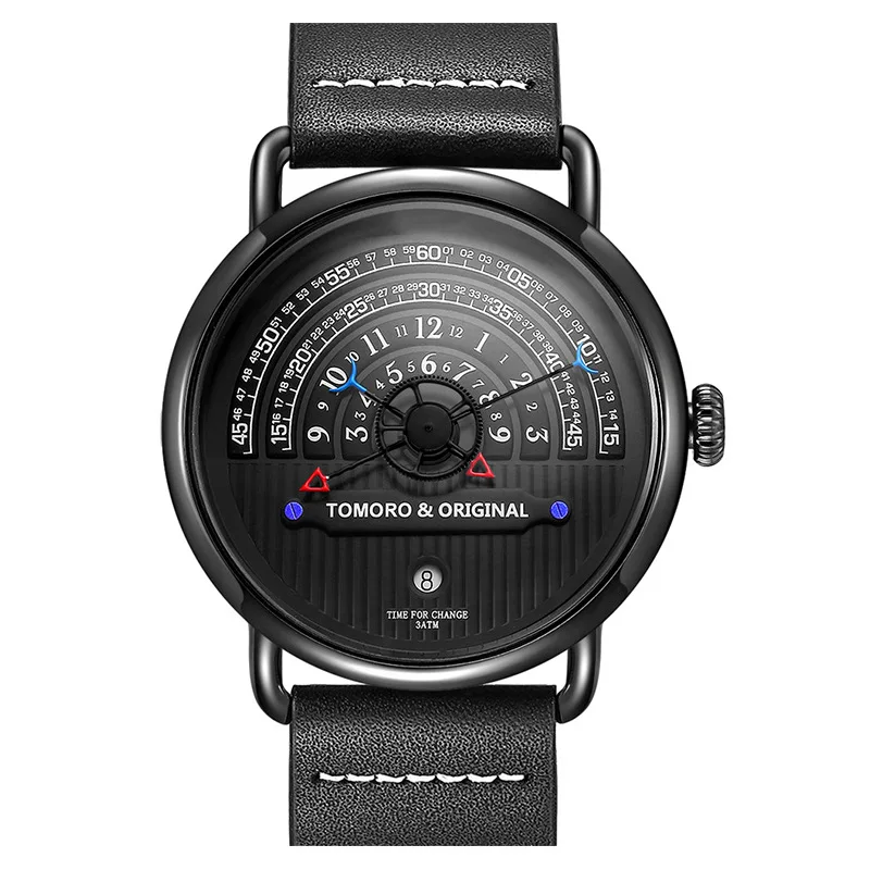 Leather Black Case Новые модные наручные часы для молодых мужчин, уникальные креативные часы, лучший бренд, Роскошные водонепроницаемые военные спортивные часы, Relogio Masculino - Цвет: Leather Black Case