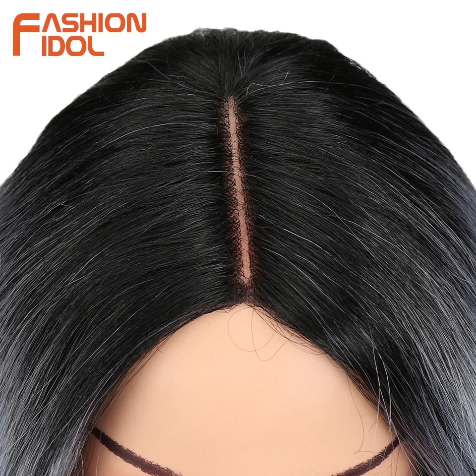 FASHION IDOL Synthetic Hair Short Wigs For Black Women Crack Lace Front Wig Ombre 14 Inch Heat Resistant | Шиньоны и парики