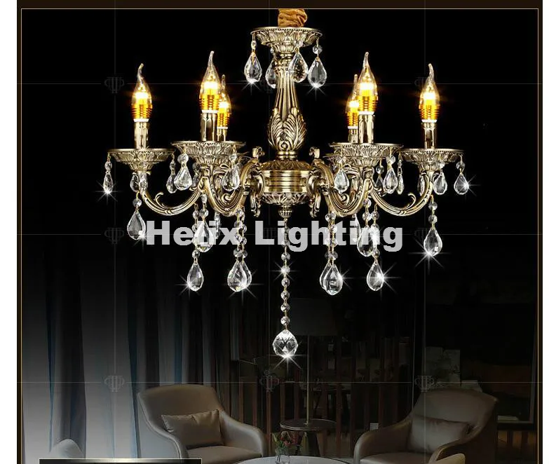 Бесплатная доставка античная латунь цветная хрустальная люстра Lingting Decora