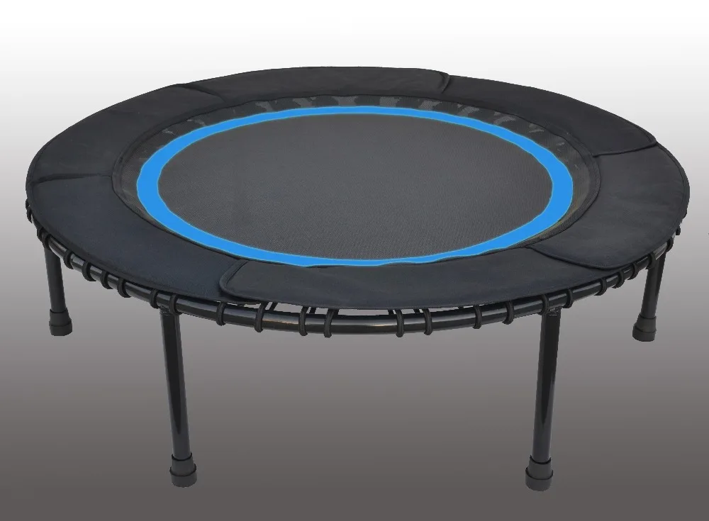 

Mini trampoline rebounder with bungee suspension protecting skirt