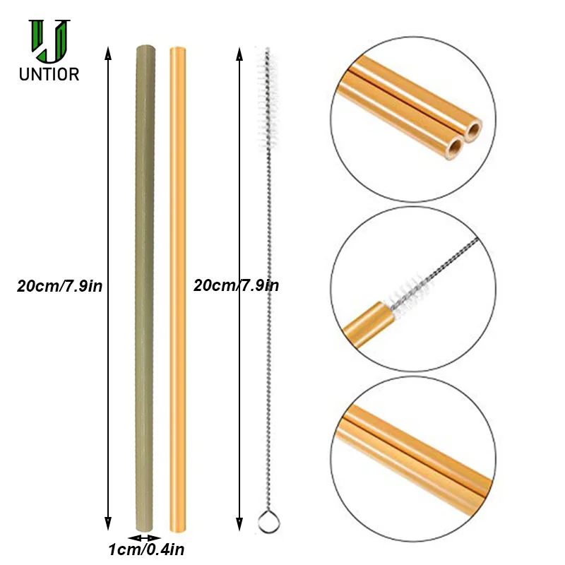 

UNTIOR 50PCS/100PCS Bamboo Straw Reusable Straw Organic Natural Bamboo Drinking Straws for Bar Party Accessories Wholesale