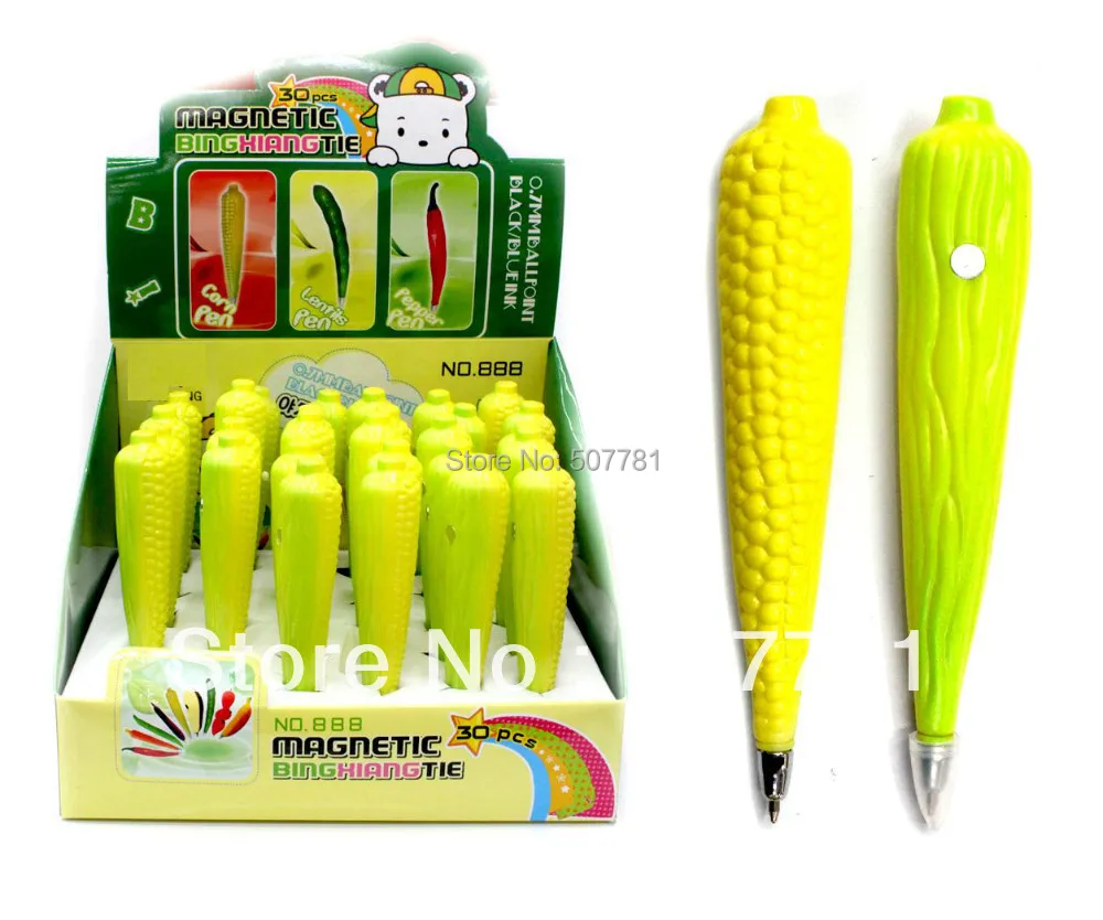 

[Free shipping] NEW !Magnetism ! Fruits and vegetables pens Personality pen -Corn pen,30pcs /lot could with customer' logo