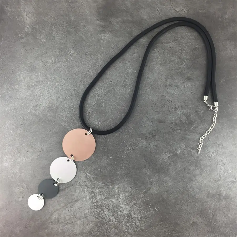 Черный резиновый многоцветный круглый кулон ожерелье женщин подарок ювелирные