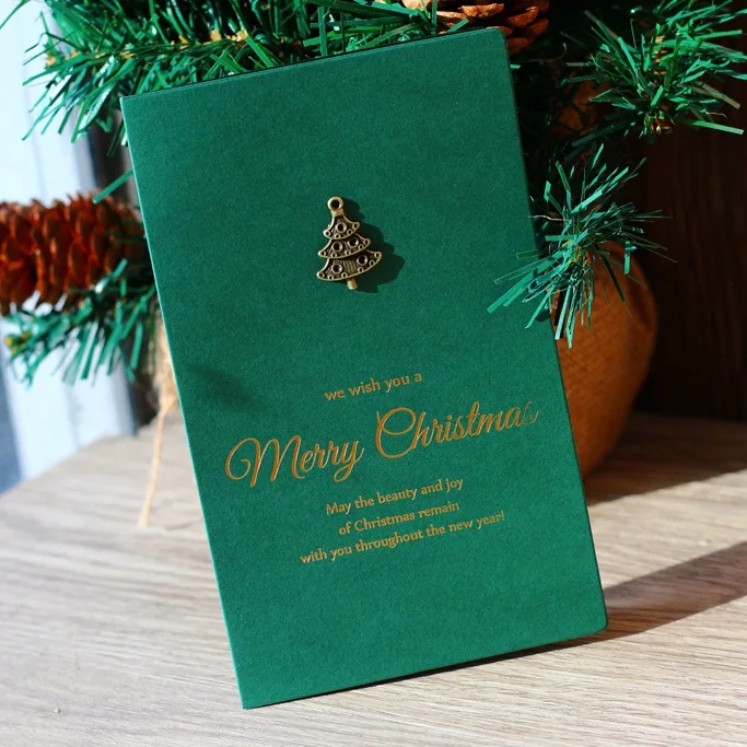 Christmas tree Ретро металлическая Рождественская открытка поздравительная открытка, Рождественский подарок складные открытки 10 шт/партия - Цвет: Christmas tree