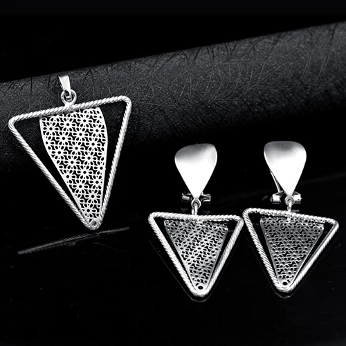 Earrings Pendant S Солнечный ювелирные изделия Мода Треугольники комплекты украшений для женщин колье серьги кулон Ювелирные наборы для праздничный свадебный Венчальный ювелирные изделия - Окраска металла: Earrings Pendant S