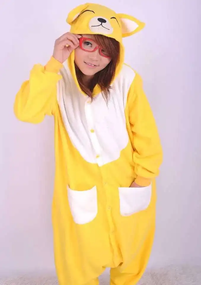 Costumes Halloween Clothes Kigurums Cartoon Adult Cute Yellow Fox Onesie Pyjamas Cosplay Costume Pajamas Sleepwear For Women Men |