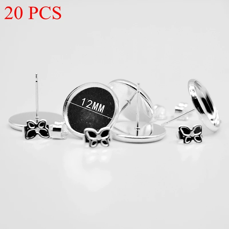 Основа для сережек из цинкового сплава пустая основа с кабошоном