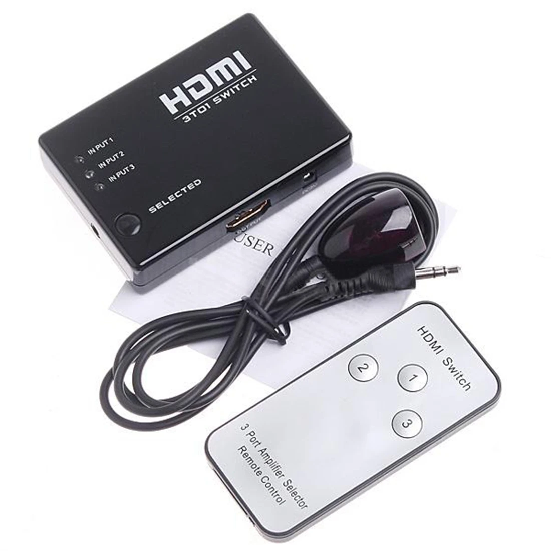 Мини-Коммутатор HDMI с 3 портами сплиттер 1080P HD видео + ИК-пульт дистанционного